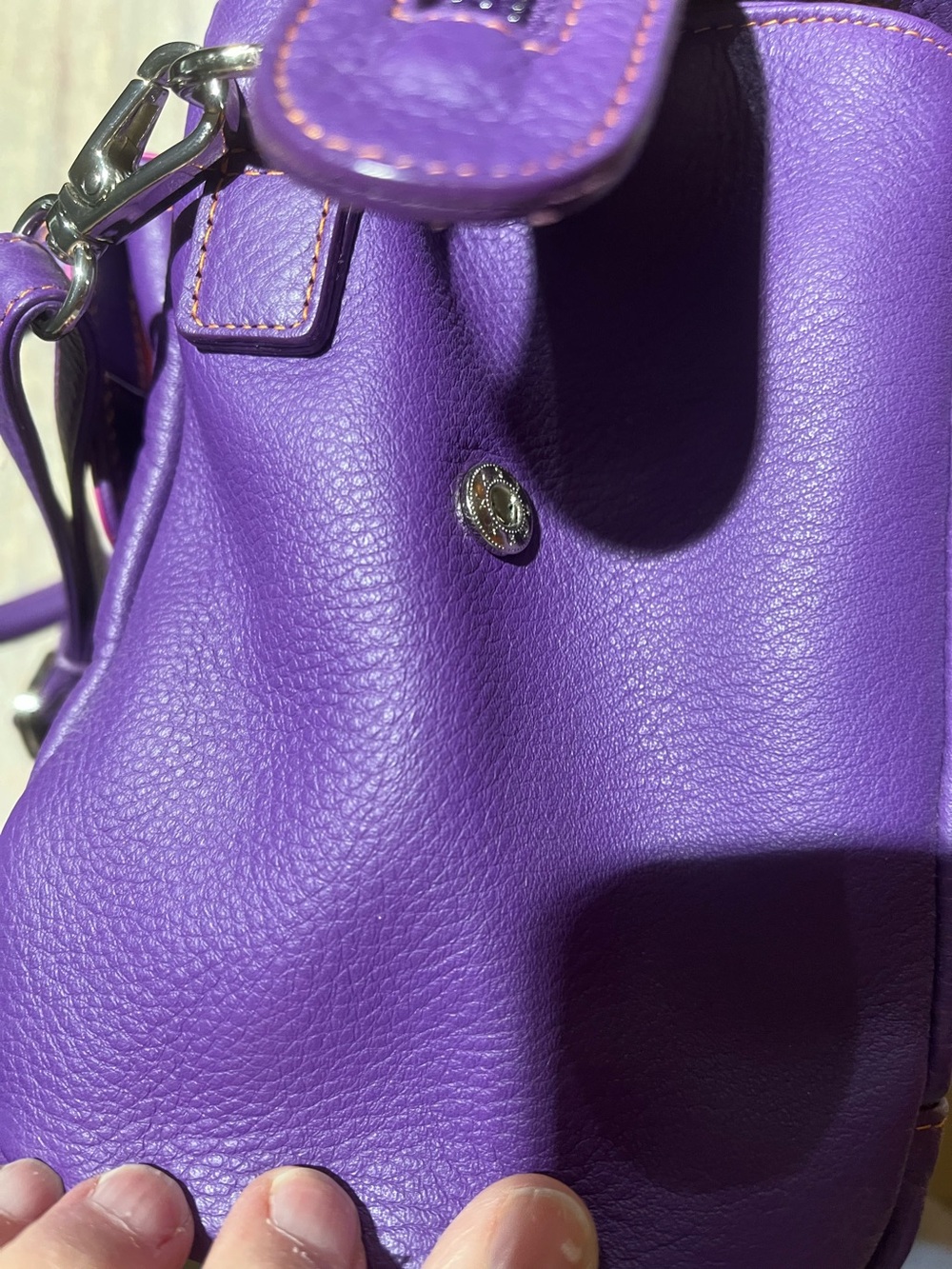 Mywalit Leather Satchel Crossbody NEW Purple w/pink & orange MINT - Picture 10 of 14